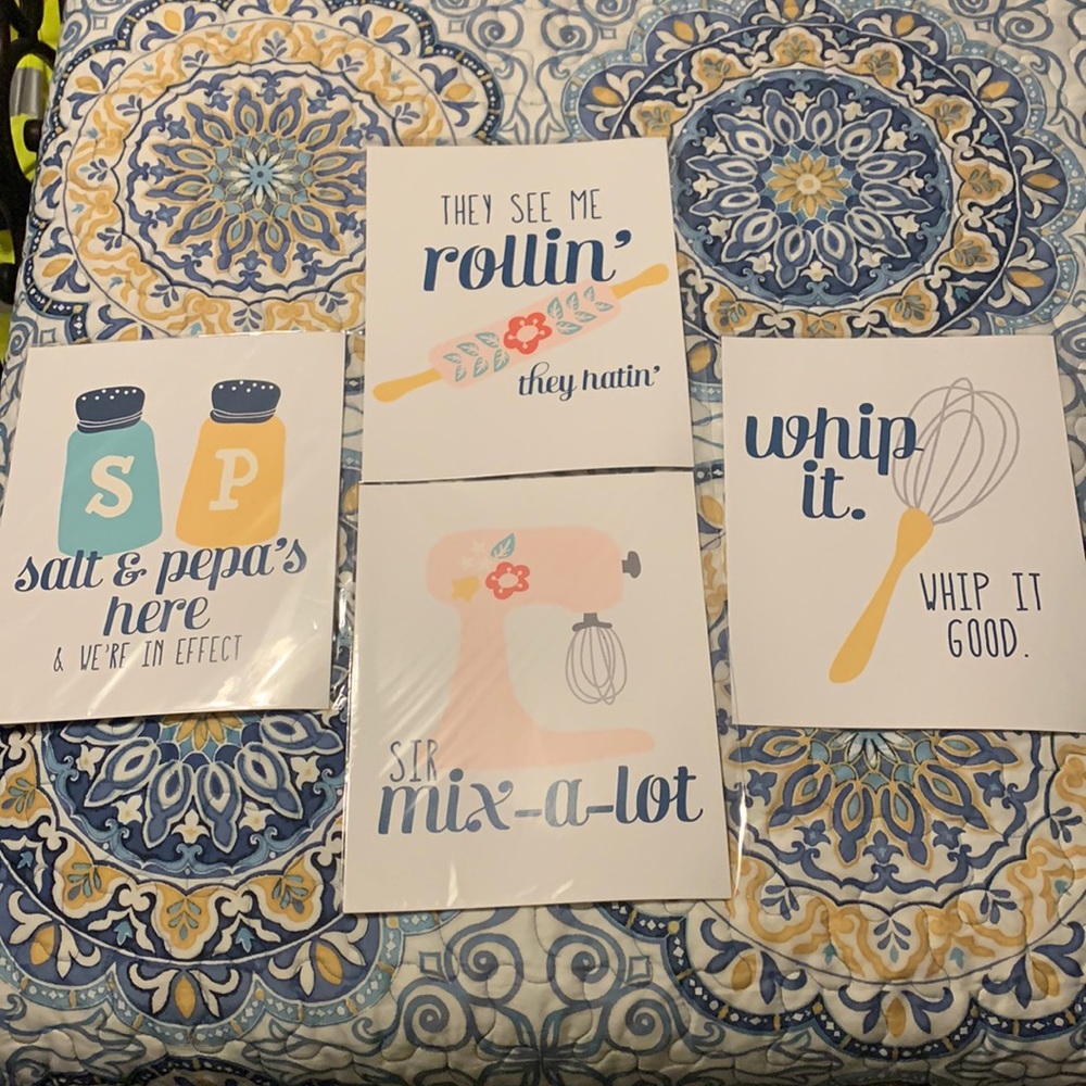 Whimsical 80s kitchen signs set of 4 ready for framing BNwithoutT